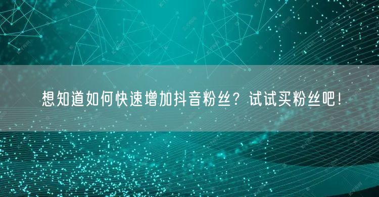 想知道如何快速增加抖音粉丝？试试买粉丝吧！