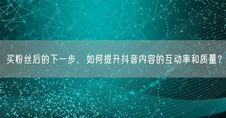 买粉丝后的下一步,如何提升抖音内容的互动率和质量?