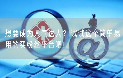 想要成为人气达人?试试这个简单易用的买粉丝平台吧!