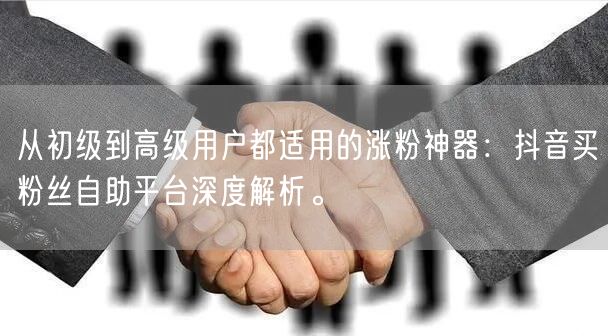 从初级到高级用户都适用的涨粉神器:抖音买粉丝自助平台深度解析。