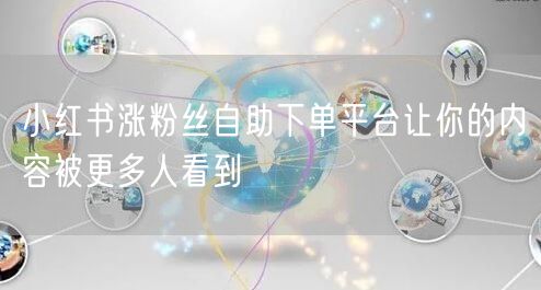 小红书涨粉丝自助下单平台让你的内容被更多人看到