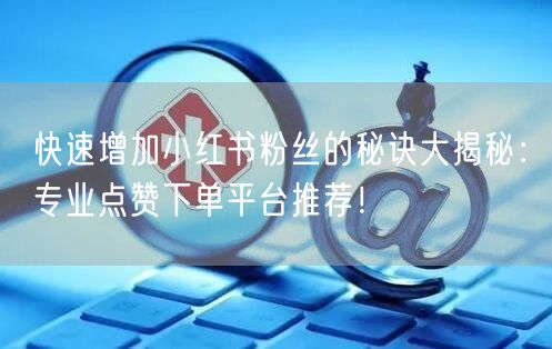 快速增加小红书粉丝的秘诀大揭秘:专业点赞下单平台推荐!