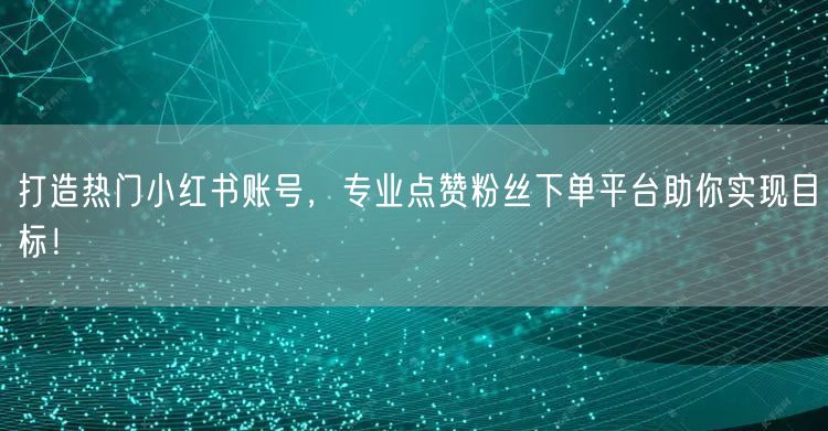 打造热门小红书账号,专业点赞粉丝下单平台助你实现目标!