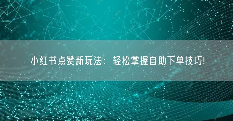 小红书点赞新玩法:轻松掌握自助下单技巧!