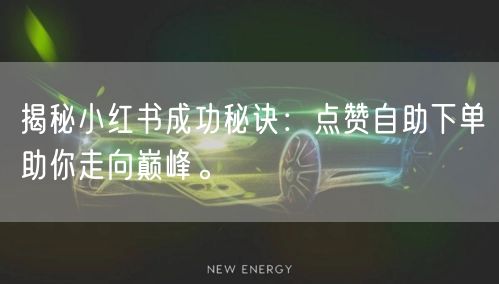揭秘小红书成功秘诀:点赞自助下单助你走向巅峰。