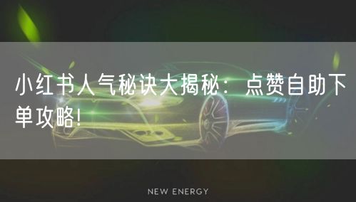 小红书人气秘诀大揭秘:点赞自助下单攻略!