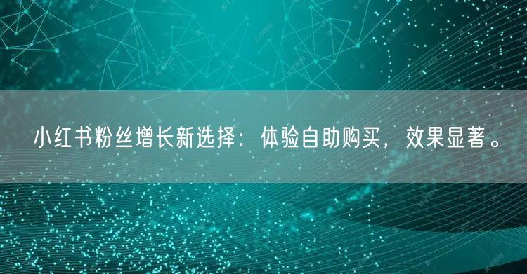 小红书粉丝增长新选择:体验自助购买,效果显著。