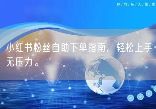 小红书粉丝自助下单指南,轻松上手无压力。