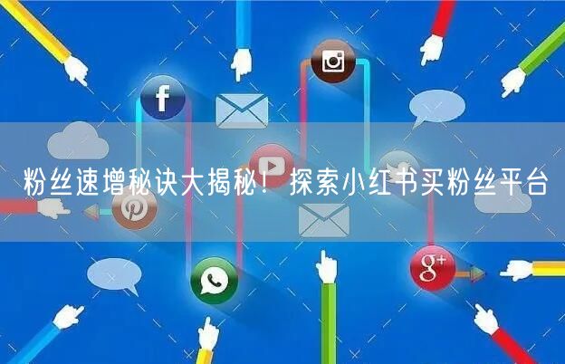粉丝速增秘诀大揭秘!探索小红书买粉丝平台