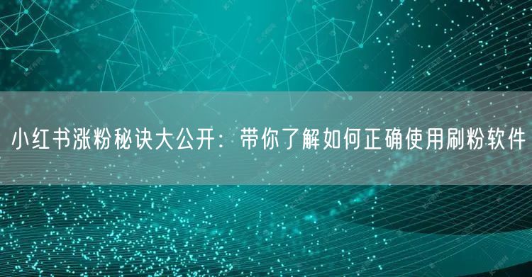 小红书涨粉秘诀大公开:带你了解如何正确使用刷粉软件