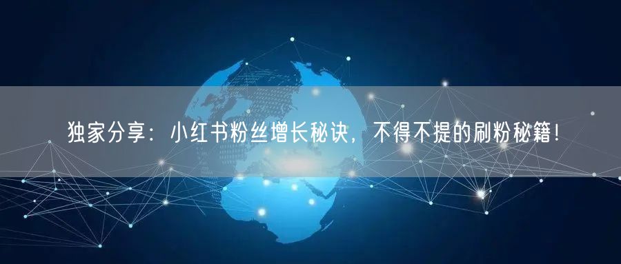 独家分享:小红书粉丝增长秘诀,不得不提的刷粉秘籍!