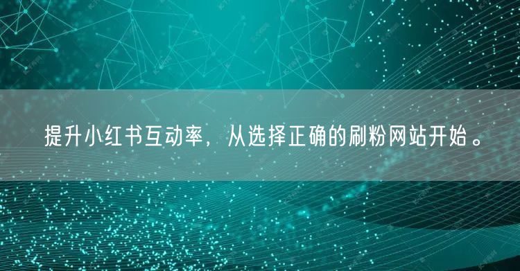 提升小红书互动率,从选择正确的刷粉网站开始。