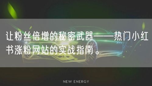 让粉丝倍增的秘密武器——热门小红书涨粉网站的实战指南。
