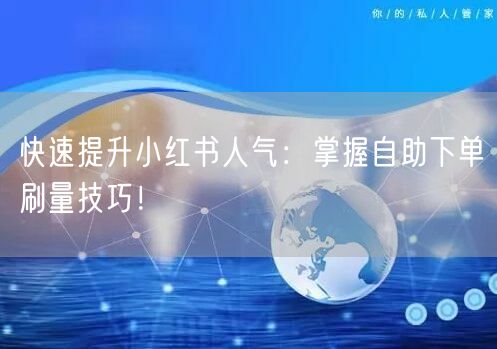 快速提升小红书人气:掌握自助下单刷量技巧!
