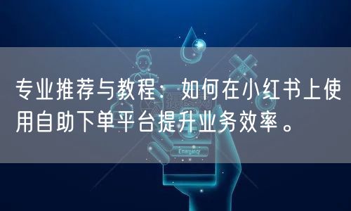 专业推荐与教程：如何在小红书上使用自助下单平台提升业务效率。