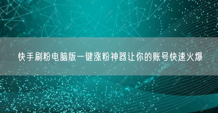 快手刷粉电脑版一键涨粉神器让你的账号快速火爆