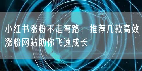 小红书涨粉不走弯路：推荐几款高效涨粉网站助你飞速成长