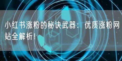 小红书涨粉的秘诀武器：优质涨粉网站全解析！