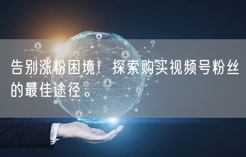 告别涨粉困境！探索购买视频号粉丝的最佳途径。