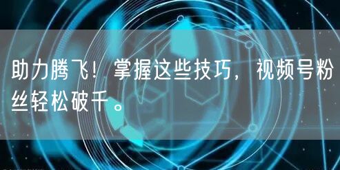 助力腾飞！掌握这些技巧，视频号粉丝轻松破千。