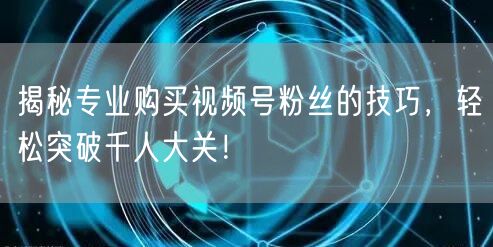 揭秘专业购买视频号粉丝的技巧，轻松突破千人大关！
