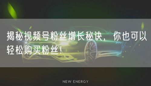 揭秘视频号粉丝增长秘诀,你也可以轻松购买粉丝!