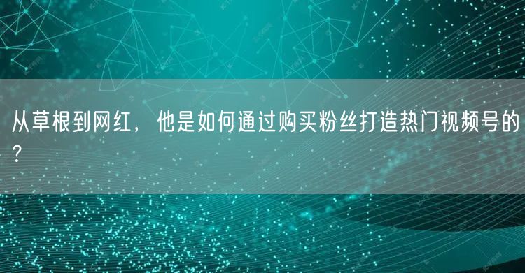 从草根到网红，他是如何通过购买粉丝打造热门视频号的？