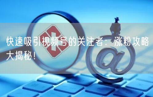快速吸引视频号的关注者:涨粉攻略大揭秘!