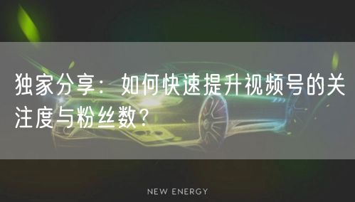 独家分享:如何快速提升视频号的关注度与粉丝数?