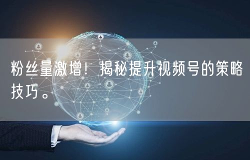 粉丝量激增!揭秘提升视频号的策略技巧。