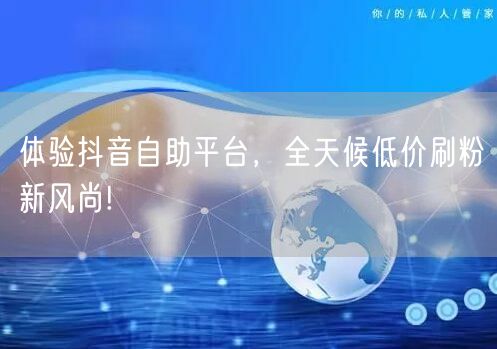 体验抖音自助平台，全天候低价刷粉新风尚!