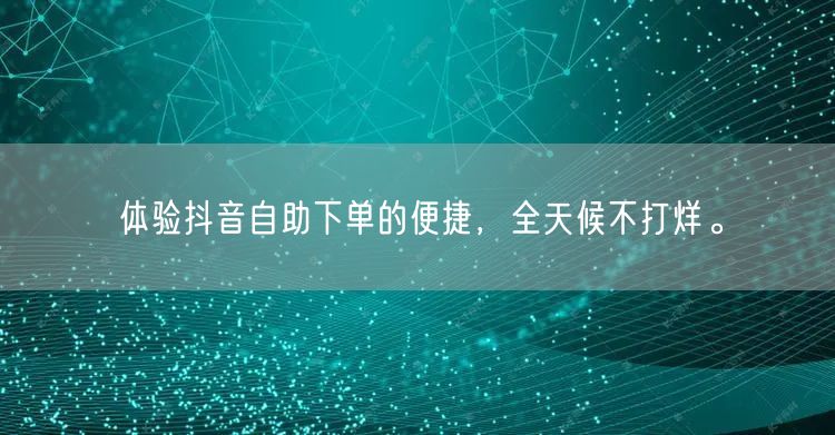 体验抖音自助下单的便捷，全天候不打烊。