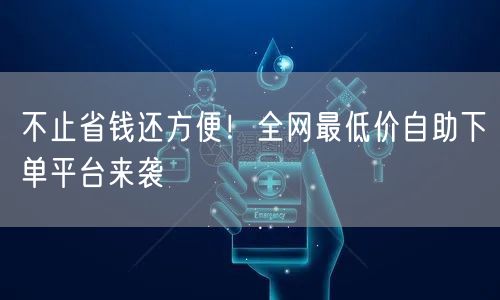 不止省钱还方便！全网最低价自助下单平台来袭