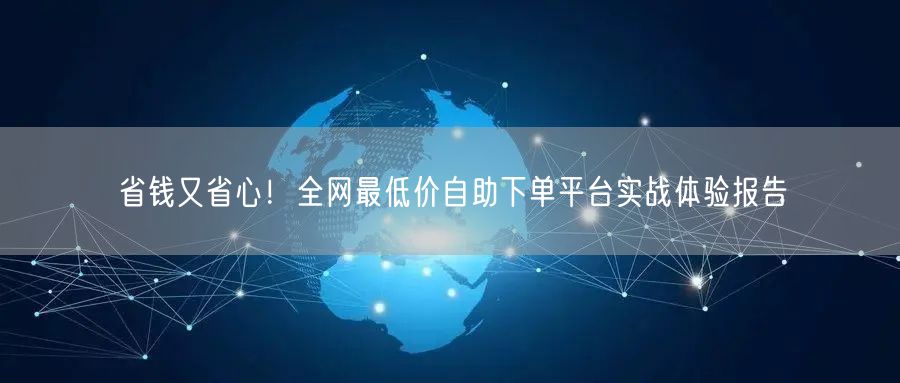 省钱又省心！全网最低价自助下单平台实战体验报告