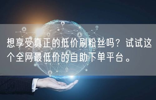 想享受真正的低价刷粉丝吗？试试这个全网最低价的自助下单平台。