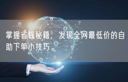 掌握省钱秘籍，发现全网最低价的自助下单小技巧。