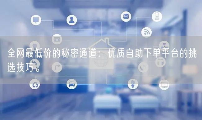 全网最低价的秘密通道：优质自助下单平台的挑选技巧。