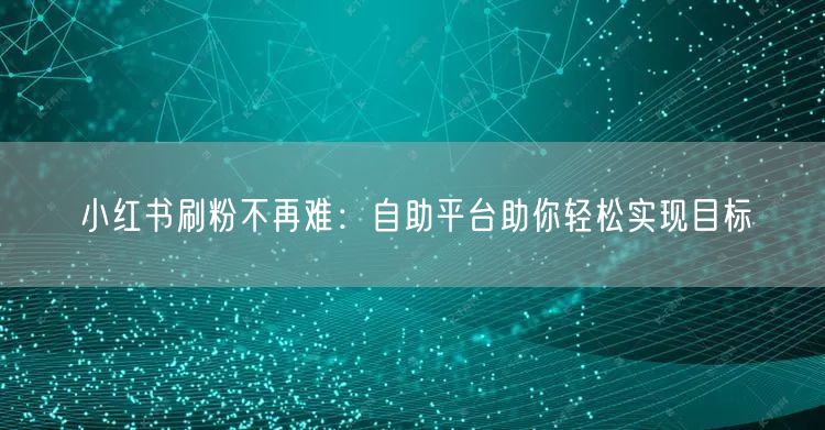 小红书刷粉不再难:自助平台助你轻松实现目标