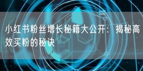 小红书粉丝增长秘籍大公开：揭秘高效买粉的秘诀