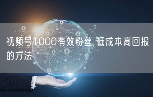 视频号1000有效粉丝 低成本高回报的方法
