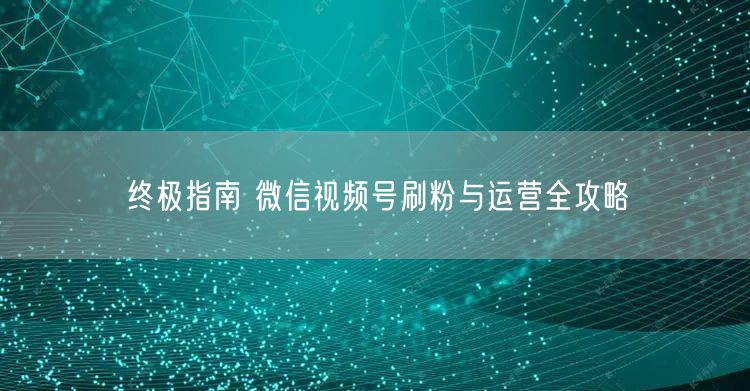 终极指南 微信视频号刷粉与运营全攻略