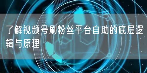 了解视频号刷粉丝平台自助的底层逻辑与原理