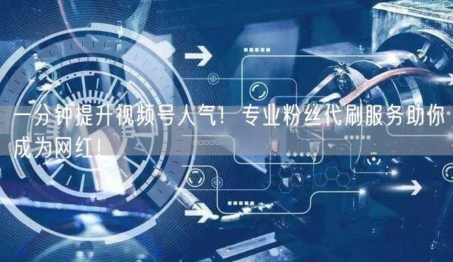 一分钟提升视频号人气！专业粉丝代刷服务助你成为网红！